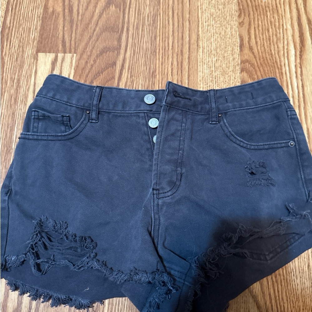 PacSun Black Distressed Jean Shorts
